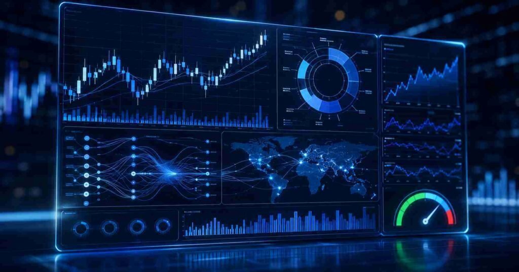 Crypto market analysis illustrated with price charts market cycles on chain data and sentiment indicators